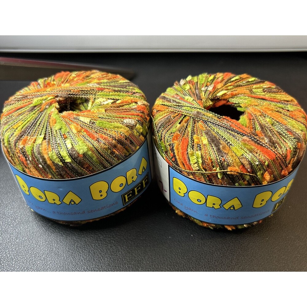 Bora Bora Filati FF Eyelash Fuzzy Ribbon - Multi Color - Italy - 485 LOT OF 2